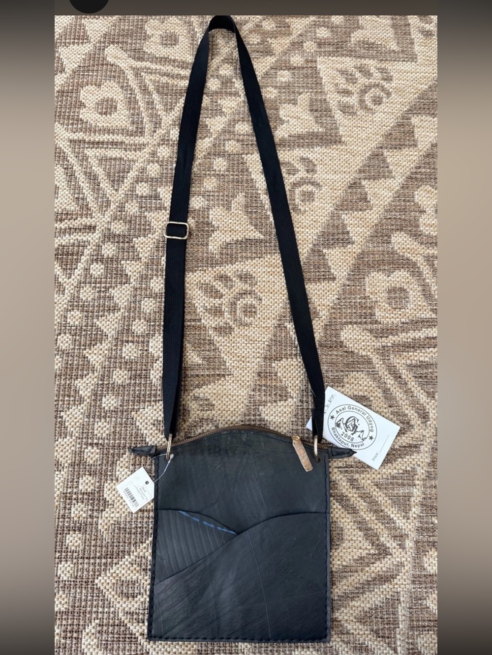 NWT Handmade Black Upcycled Tire Tube Rubber Tote Purse Biker Goth Black 9 X 8
